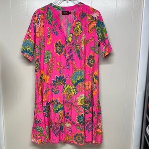 Avani JACOBIN FLOWER Vibrant Pink Floral babydoll dress